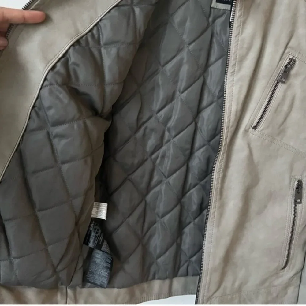 Guess NWT Mens Grey Quilted motorcycle drew suedes Jacket size XS - Picture 7 of 12
